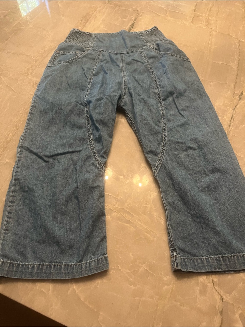 We The Free Light Blue Cropped Denim Jumpsuit-Style Pants